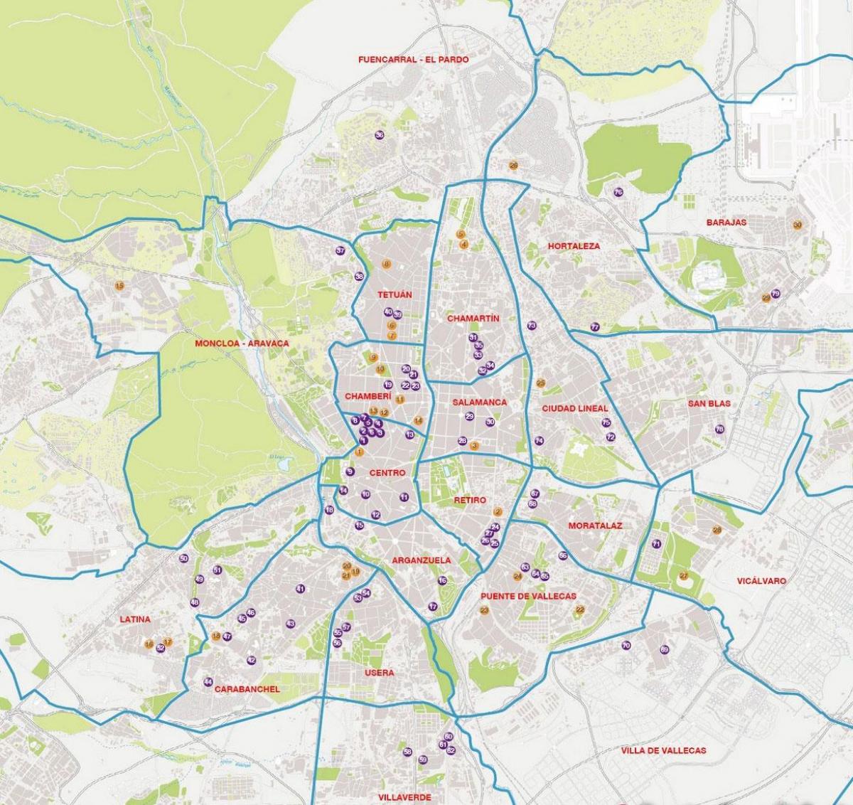 karta över Madrid barrios