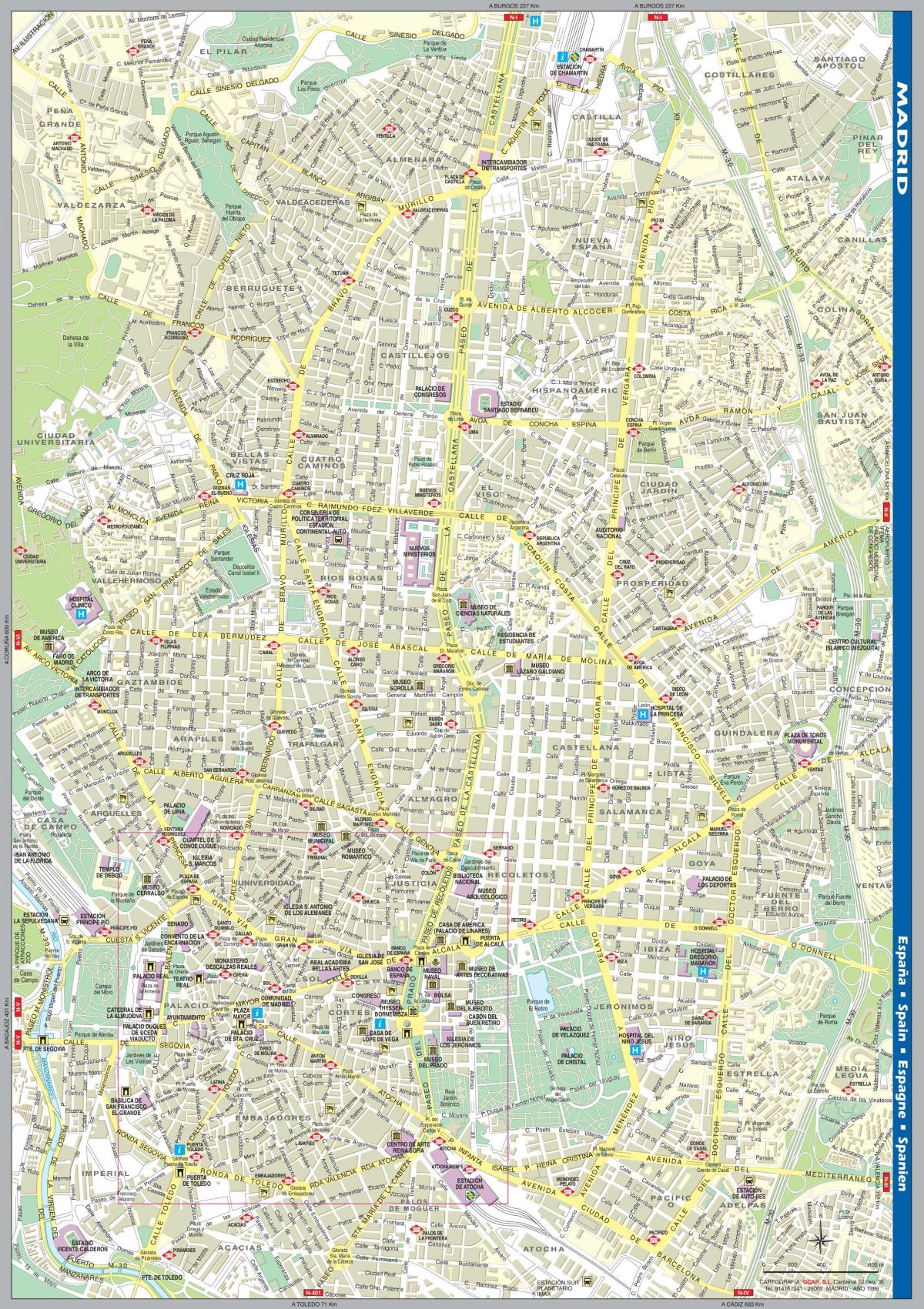 street karta över Madrids centrum