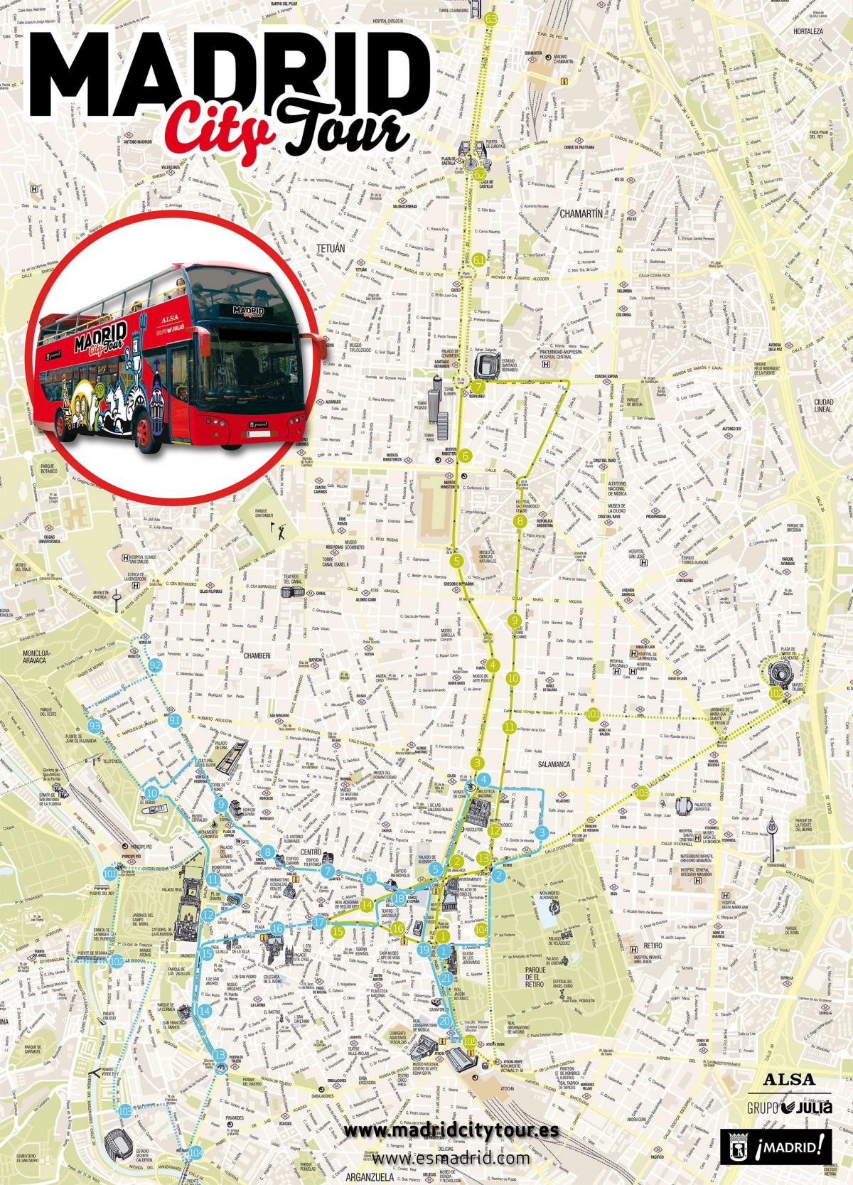 Madrid city buss tur karta