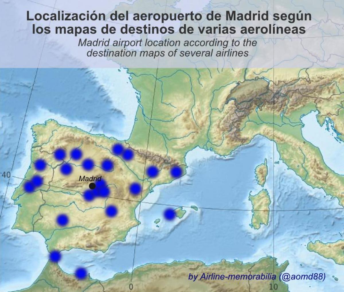 karta över Madrid airport destinationer