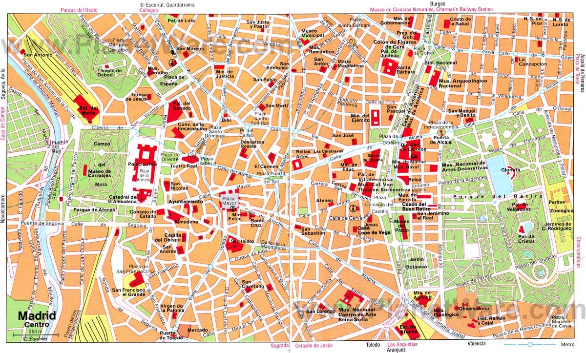 Madrid Spanien city center karta