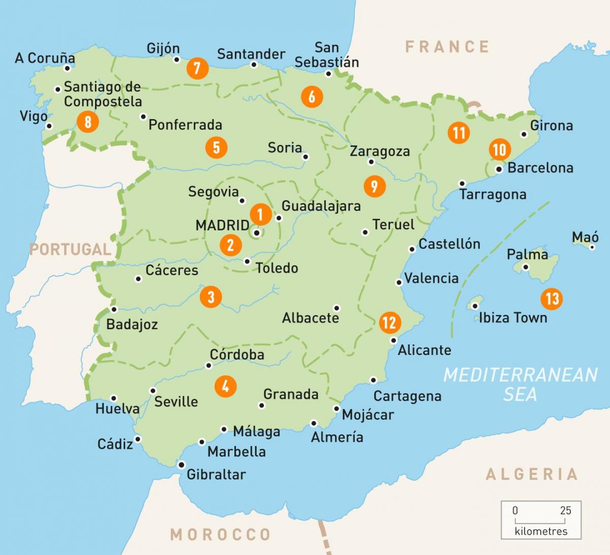karta över Madrid, i ett område