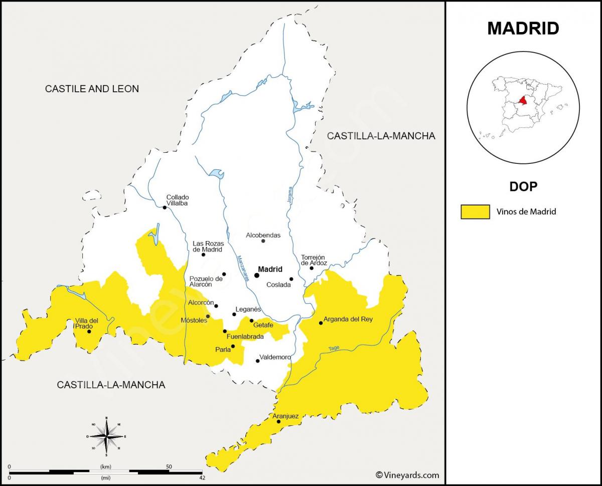 karta över Madrid-regionen