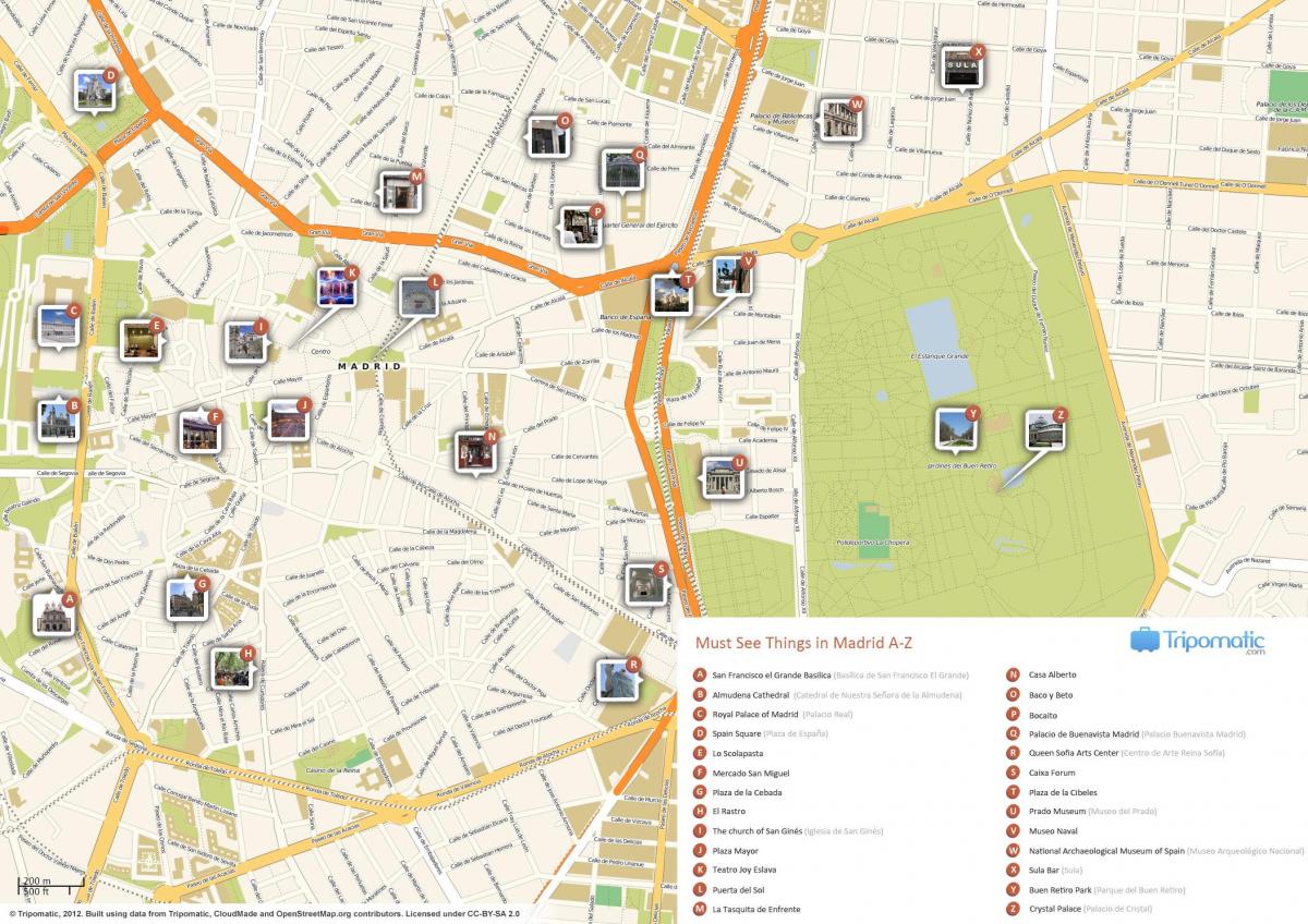 karta Madrid attraktioner