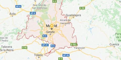 Karta över Madrid och omgivande städer