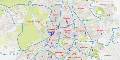Karta över Madrid barrios