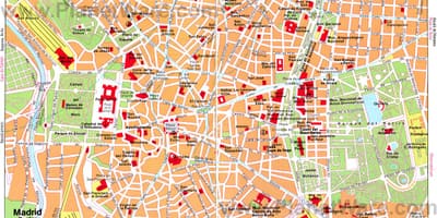 Madrid Spanien city center karta