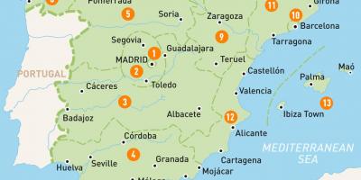 Karta över Madrid, i ett område