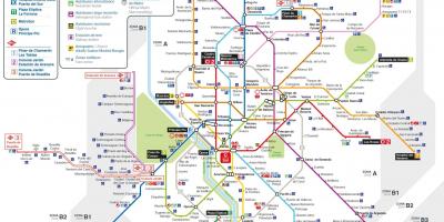 Karta över Madrid kollektivtrafik